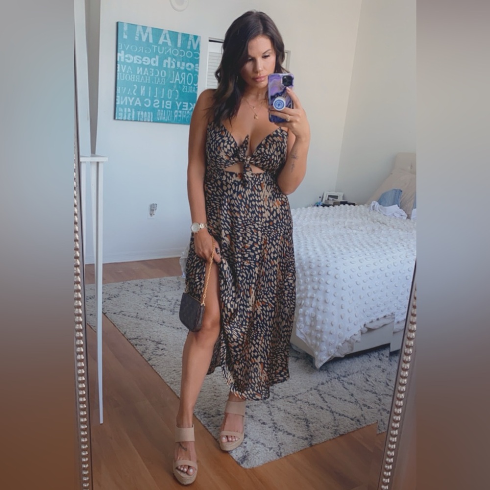 Vici Black and Tan Midi Dress